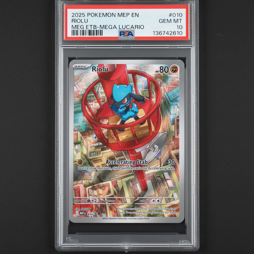 Graded PSA 10 Gem Mint Riolu 010 – 2025 Pokémon MEP EN Mega ETB - Mega Lucario Promo