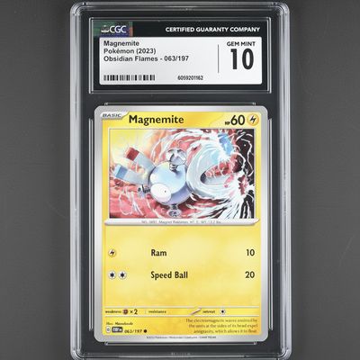 Graded CGC 10 Gem Mint Magnemite 063/197 – Pokémon TCG Scarlet &amp; Violet Obsidian Flames