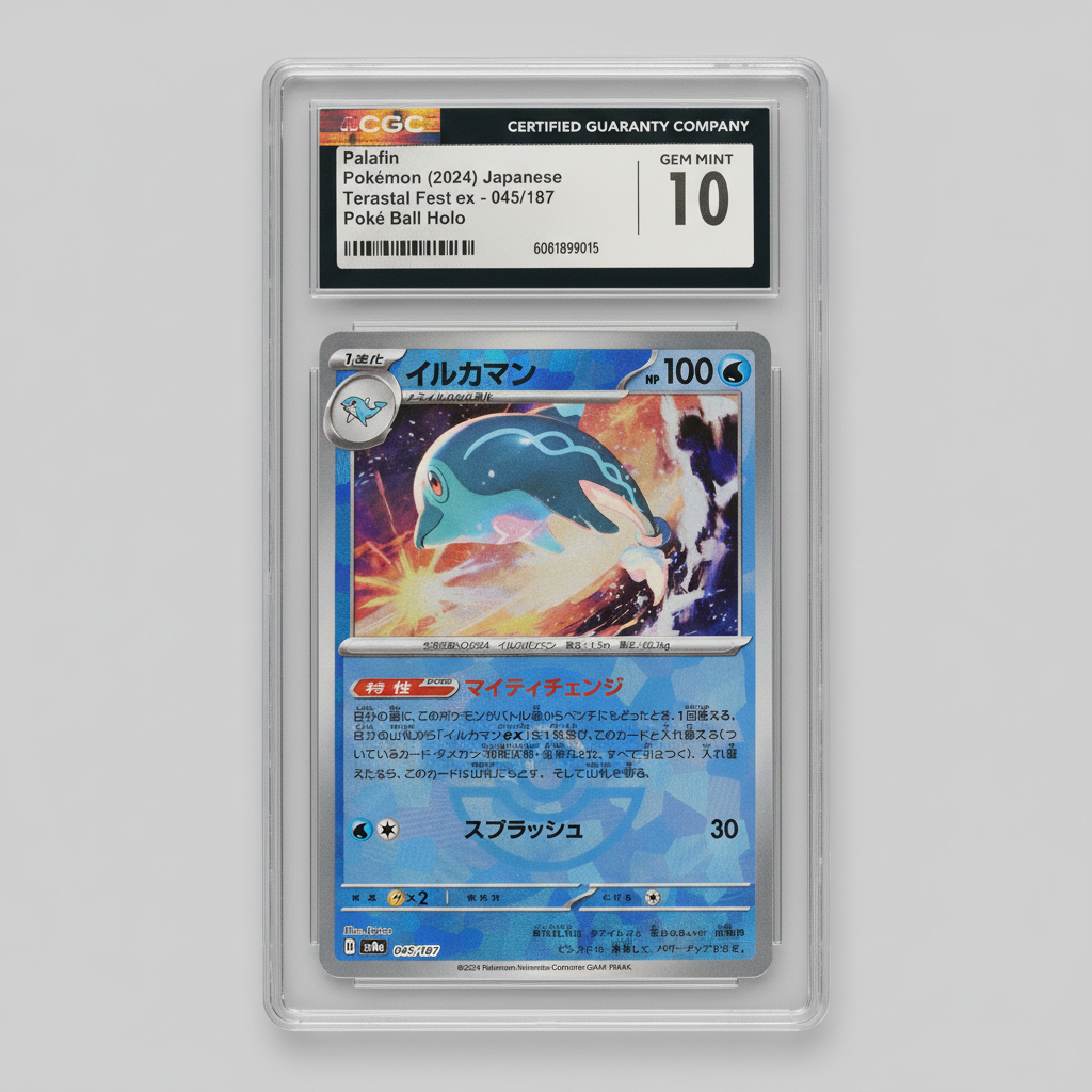 Graded CGC 10 Gem Mint Palafin 045/187 – Pokémon (2024) Japanese Terastal Fest ex – Poké Ball Holo