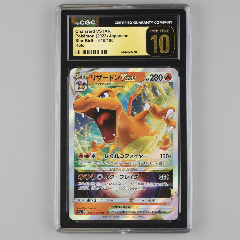 Graded CGC 10 Pristine Charizard VSTAR 015/100 – Pokémon (2022) Japanese Star Birth – Holo