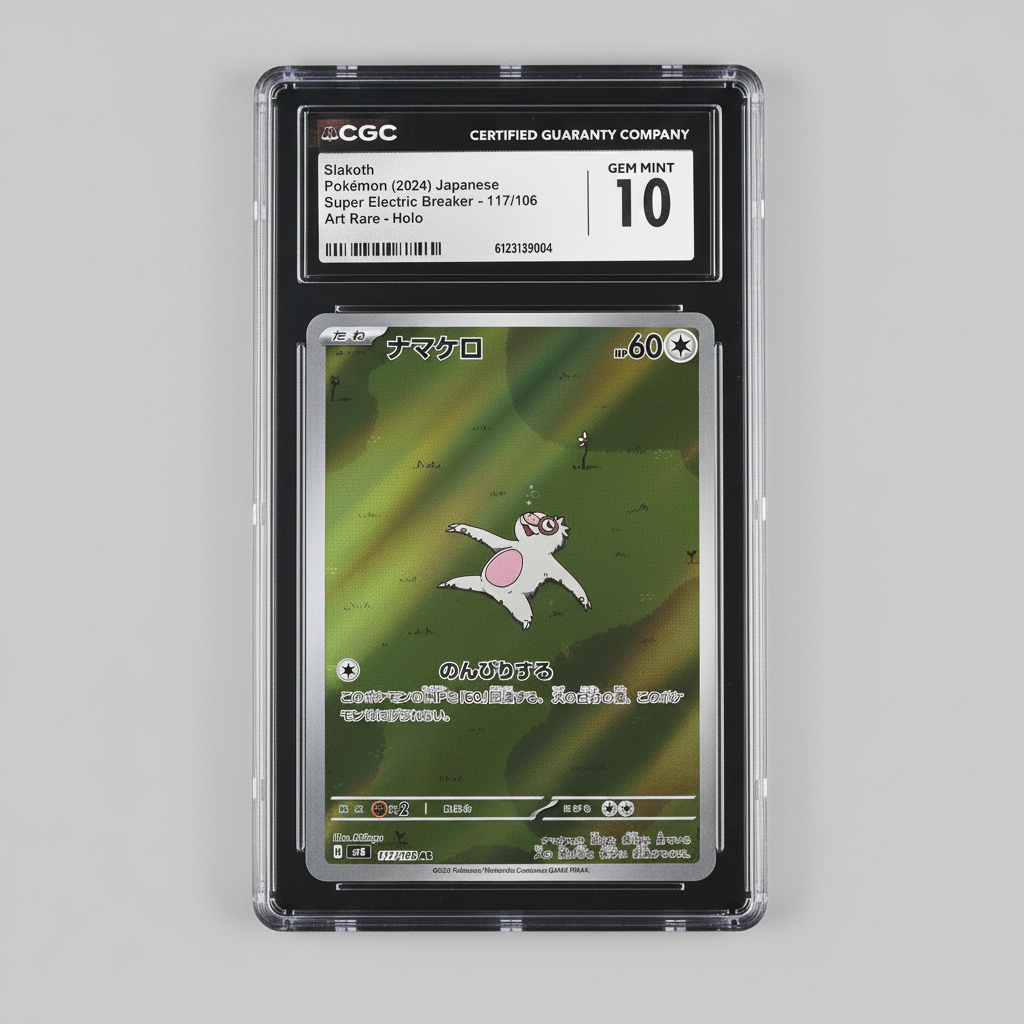 Graded CGC 10 Gem Mint Slakoth 117/106 – Pokémon (2024) Japanese Super Electric Breaker – Art Rare Holo