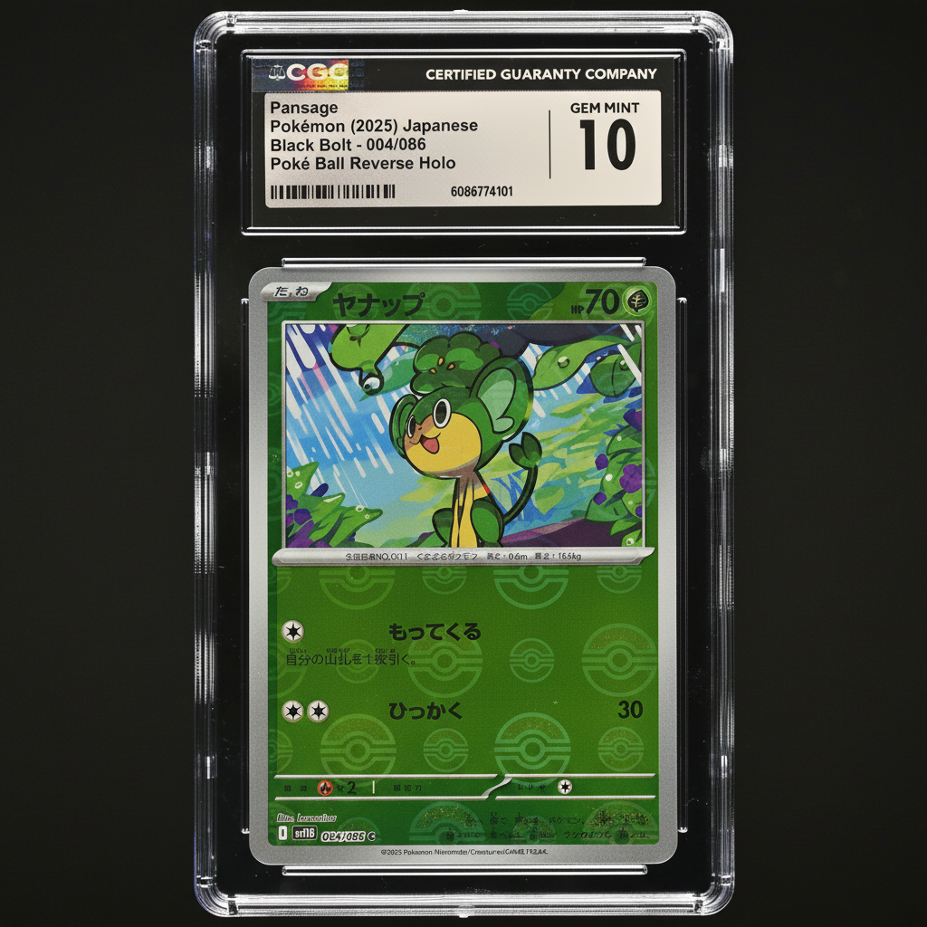 Graded CGC 10 Gem Mint Pansage 004/086 – Pokémon (2025) Japanese Black Bolt – Poké Ball Reverse Holo