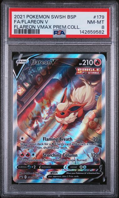 Flareon V #179 (2021 SWSH BSP) – Pokémon TCG English Full Art – PSA 8 NM-MT