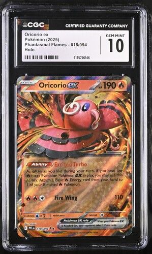 Oricorio ex 018/094 (2025 Phantasmal Flames) – Pokémon TCG Holo – CGC 10 GEM MINT