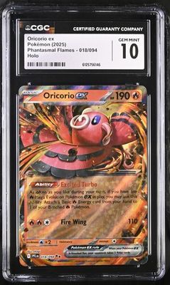 Oricorio ex 018/094 (2025 Phantasmal Flames) – Pokémon TCG Holo – CGC 10 GEM MINT
