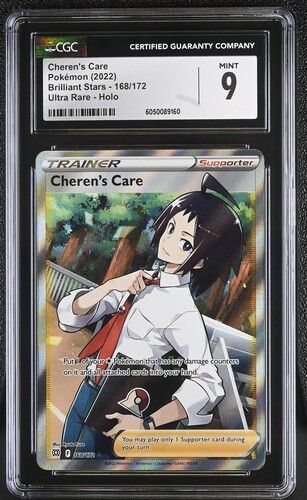 Cheren's Care 168/172 (2022 Brilliant Stars) – Pokémon TCG Full Art Supporter – CGC 9 MINT