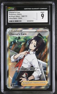 Cheren's Care 168/172 (2022 Brilliant Stars) – Pokémon TCG Full Art Supporter – CGC 9 MINT