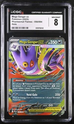 Mega Gengar ex 056/094 (2025 Phantasmal Flames) – Pokémon TCG Holo – CGC 8 NM/MINT