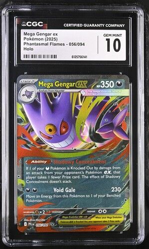 Mega Gengar ex 056/094 (2025 Phantasmal Flames) – Pokémon TCG Holo – CGC 10 GEM MINT