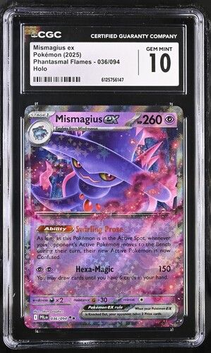 Mismagius ex 036/094 (2025 Phantasmal Flames) – Pokémon TCG Holo – CGC 10 GEM MINT