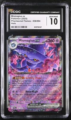 Mismagius ex 036/094 (2025 Phantasmal Flames) – Pokémon TCG Holo – CGC 10 GEM MINT