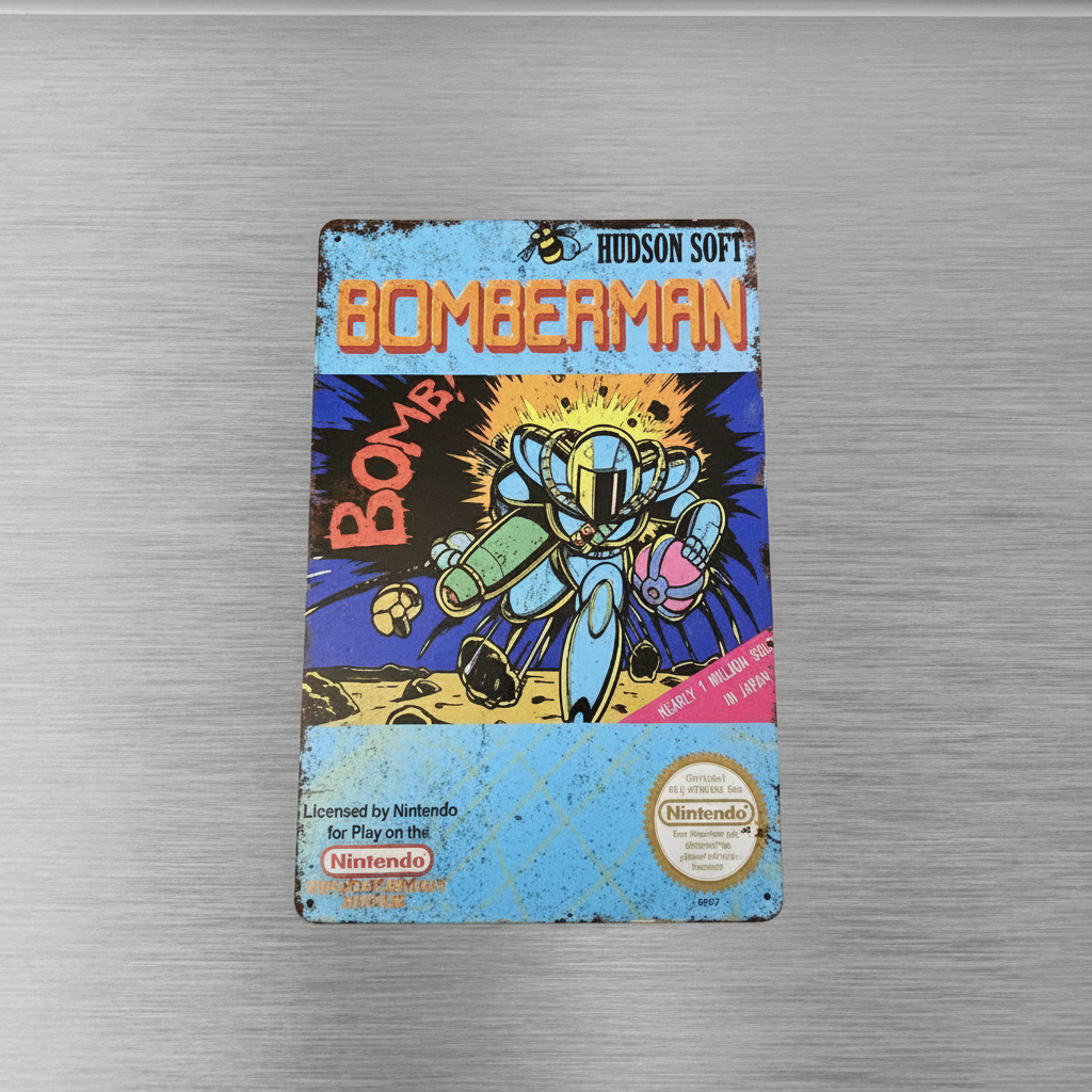 Bomberman NES 12x8" Tin Metal Sign Art Poster - Retro Gaming Decor