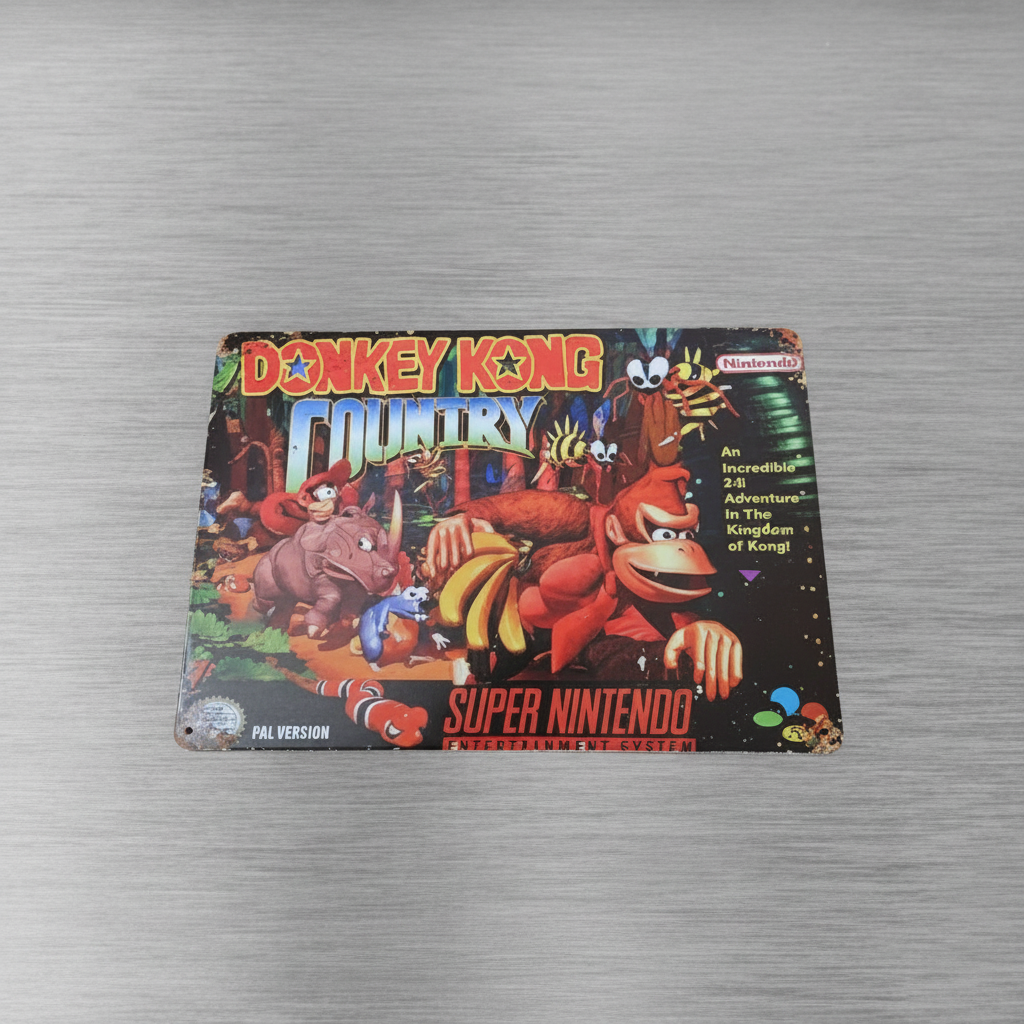 Donkey Kong Country SNES 8x12" Tin Metal Sign Art Poster - Retro Gaming Decor