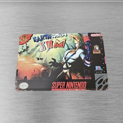 Earthworm Jim SNES 8x12" Tin Metal Sign Art Poster - Retro Gaming Decor