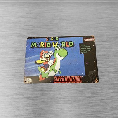 Super Mario World SNES 8x12" Tin Metal Sign Art Poster - Retro Gaming Decor