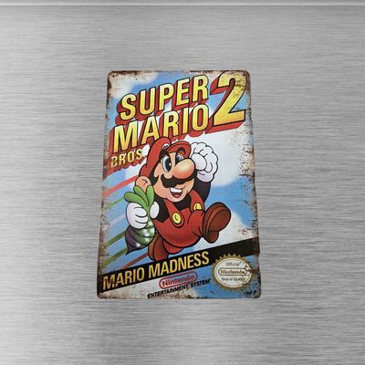 Super Mario Bros. 2 NES 12x8" Tin Metal Sign Art Poster - Retro Gaming Decor