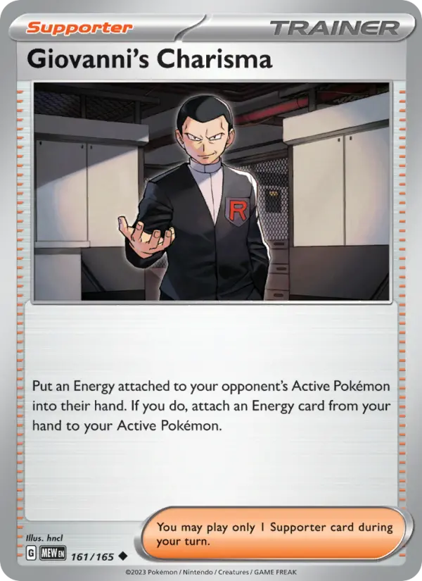 Giovanni's Charisma #161/165 - 151 - Uncommon - Pokémon Trading Card - TCG Single - Near Mint 3