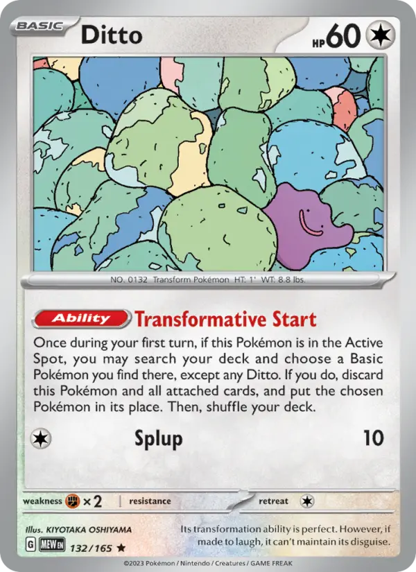 Ditto #132/165 - 151 - Holo Rare - Pokémon Trading Card - TCG Single - Near Mint 3