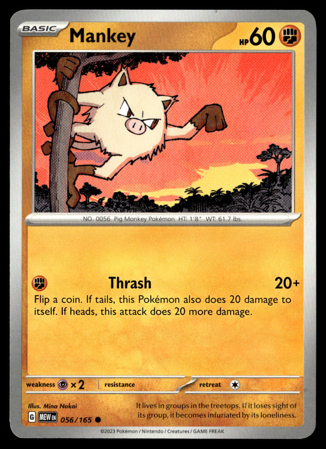 Mankey #056/165 - 151 - Common - Pokémon Trading Card - TCG Single - Near Mint