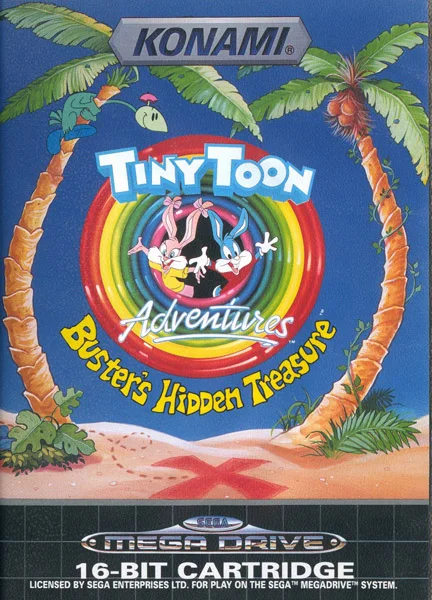 Tiny Toon Adventures: Buster's Hidden Treasure – Sega Mega Drive (SMD) Platformer Game front cover art