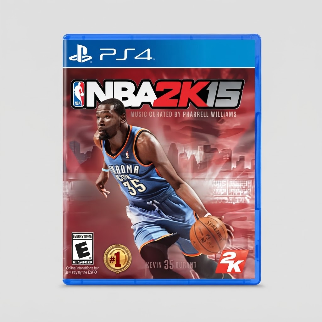Front view of the NBA 2K15 sports game for PlayStation 4 featuring Kevin Durant on the cover