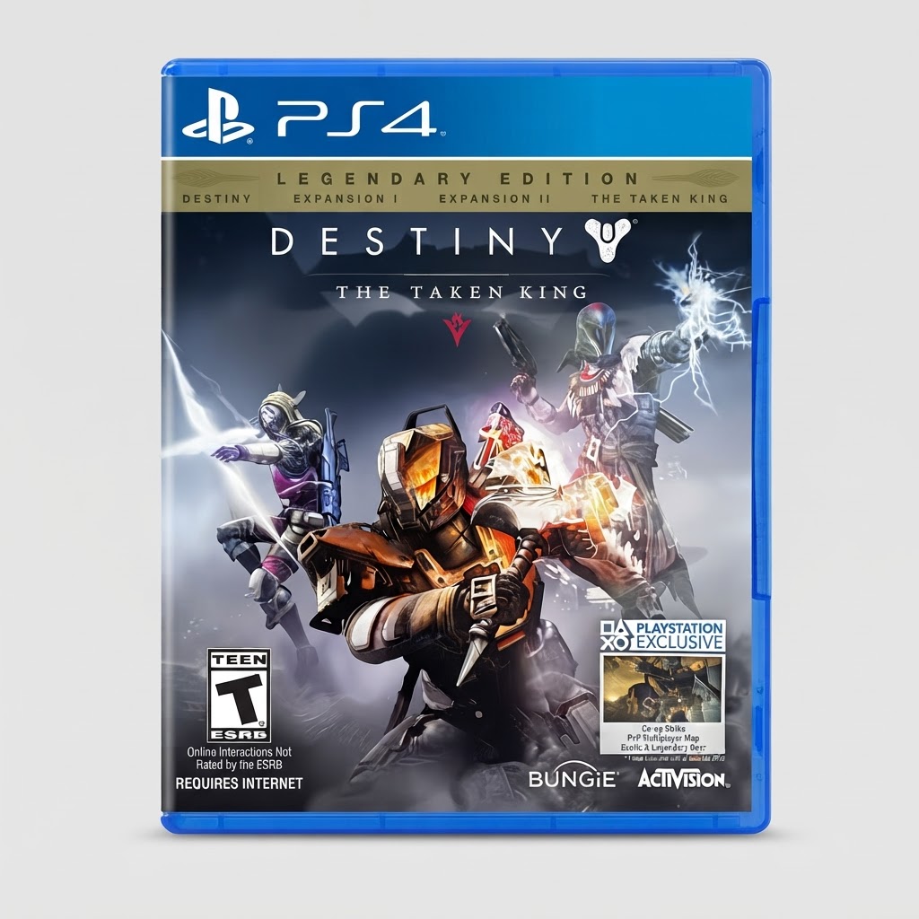 Front view of Destiny: The Taken King Legendary Edition for PlayStation 4 featuring character art in a blue case