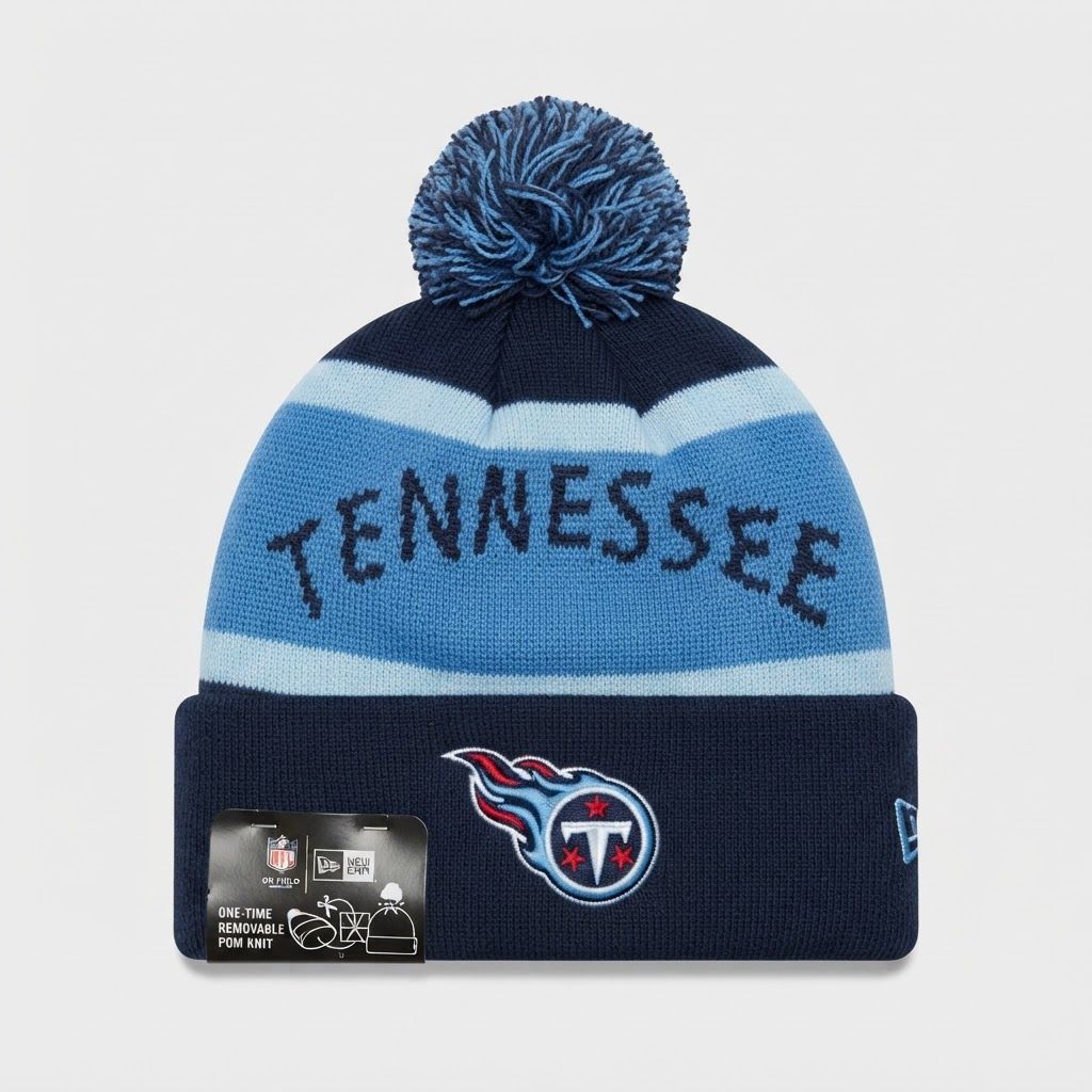 Front view of New Era New Era Tennessee Titans NFL Pom Beanie - New with Tags (2026) in New with Tags condition.