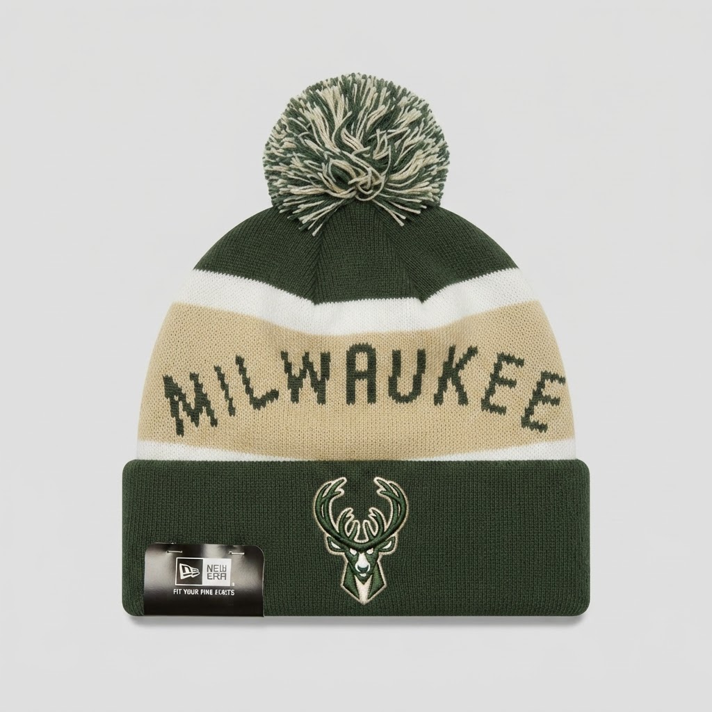 New Era Milwaukee Bucks NBA Pom Beanie - New with Tags