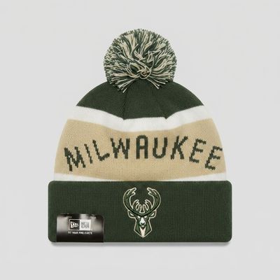 Front view of New Era New Era Milwaukee Bucks NBA Pom Beanie - New with Tags (2026) in New with Tags condition.