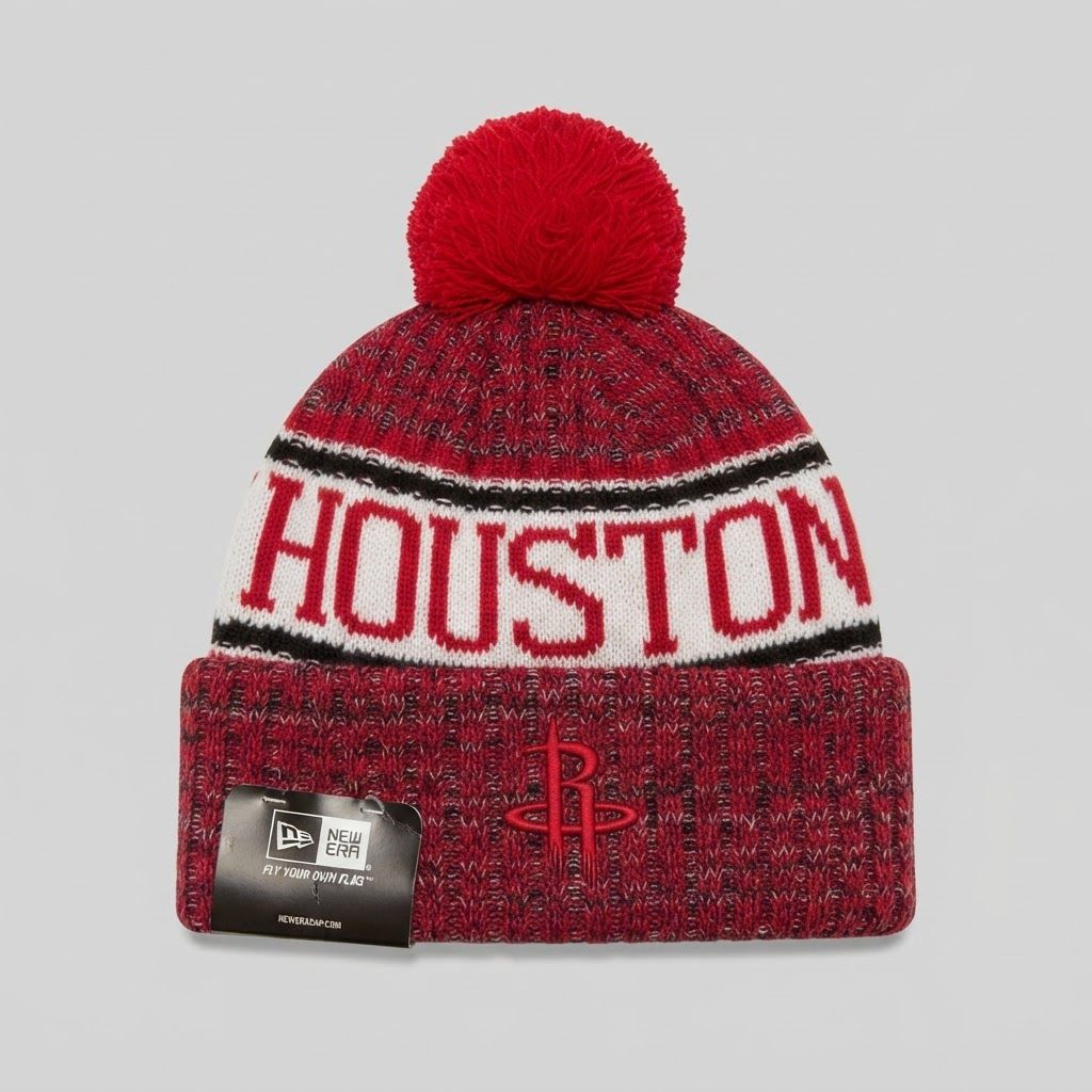 Front view of New Era New Era Houston Rockets NBA Pom Beanie - New with Tags (2026) in New with Tags condition.