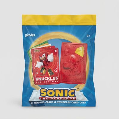 Front view of Wendy’s Sonic the Hedgehog Kids' Meal Trading Cards &amp; Case Pack – Knuckles Edition.
