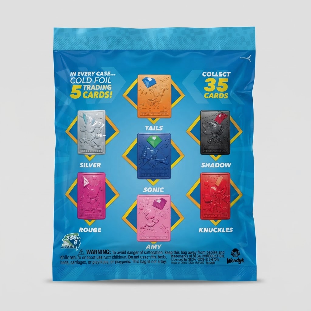 Wendy’s Sonic the Hedgehog Kids' Meal Trading Cards & Case Pack – Tails Edition 2