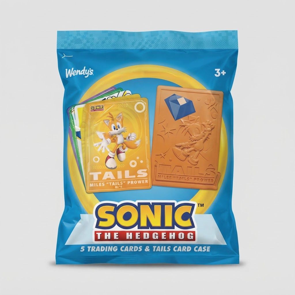 Front view of Wendy’s Sonic the Hedgehog Kids' Meal Trading Cards &amp; Case Pack.
