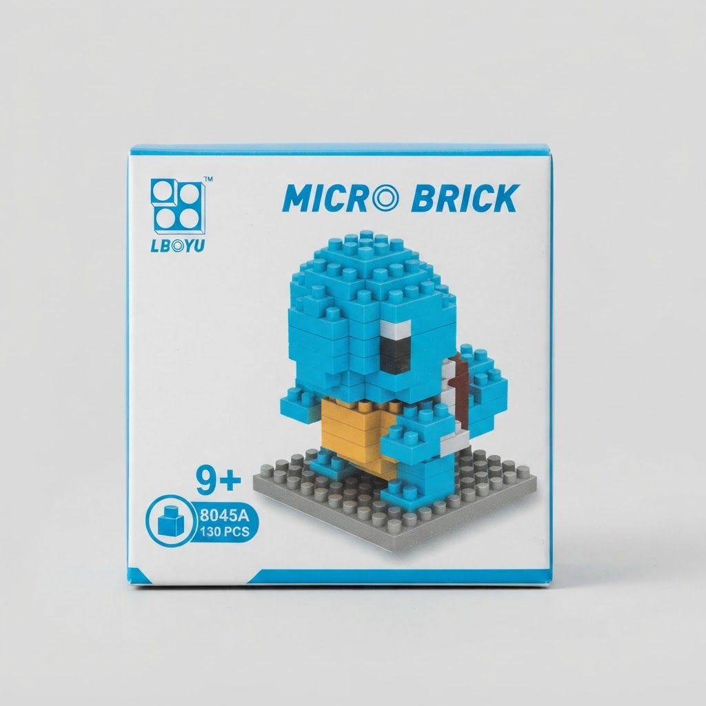 Front view of Lboyu Pokémon Squirtle Micro Brick Building Set (130 Pieces).