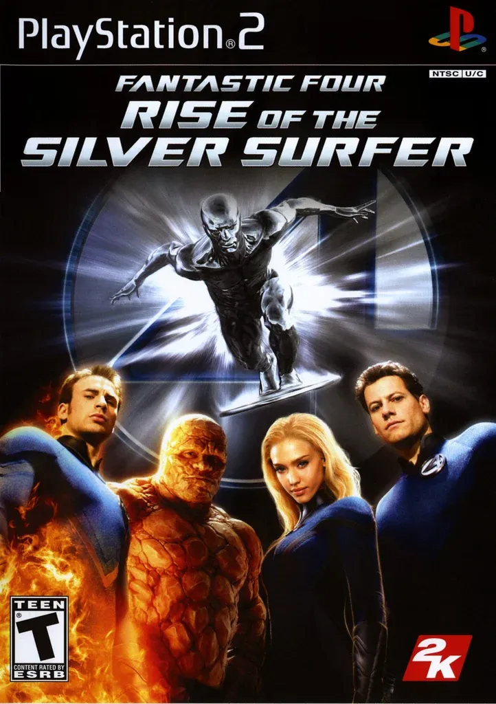 Front view of 2K Games Fantastic Four: Rise of the Silver Surfer - PlayStation 2 - Complete In Box for PlayStation 2 (2007) in Good condition.