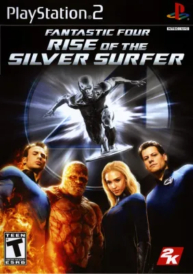Front view of 2K Games Fantastic Four: Rise of the Silver Surfer - PlayStation 2 - Complete In Box for PlayStation 2 (2007) in Good condition.