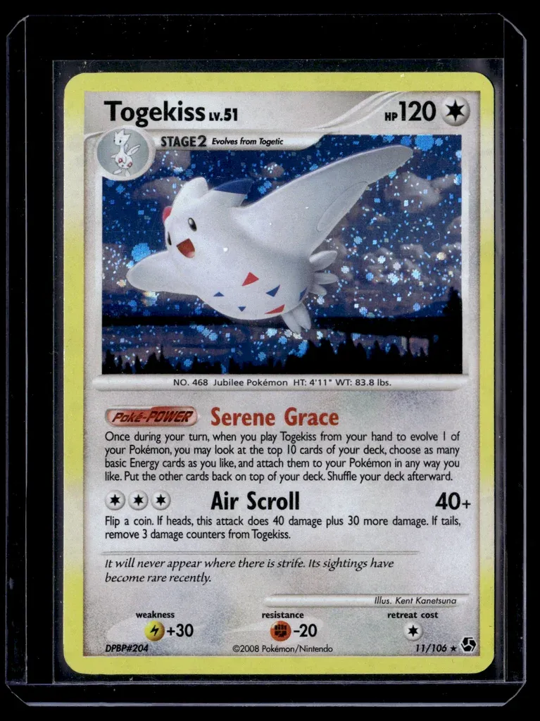 Front of Togekiss #11/106 from Great Encounters, a Rare Holo Pokémon trading card in Near Mint condition.