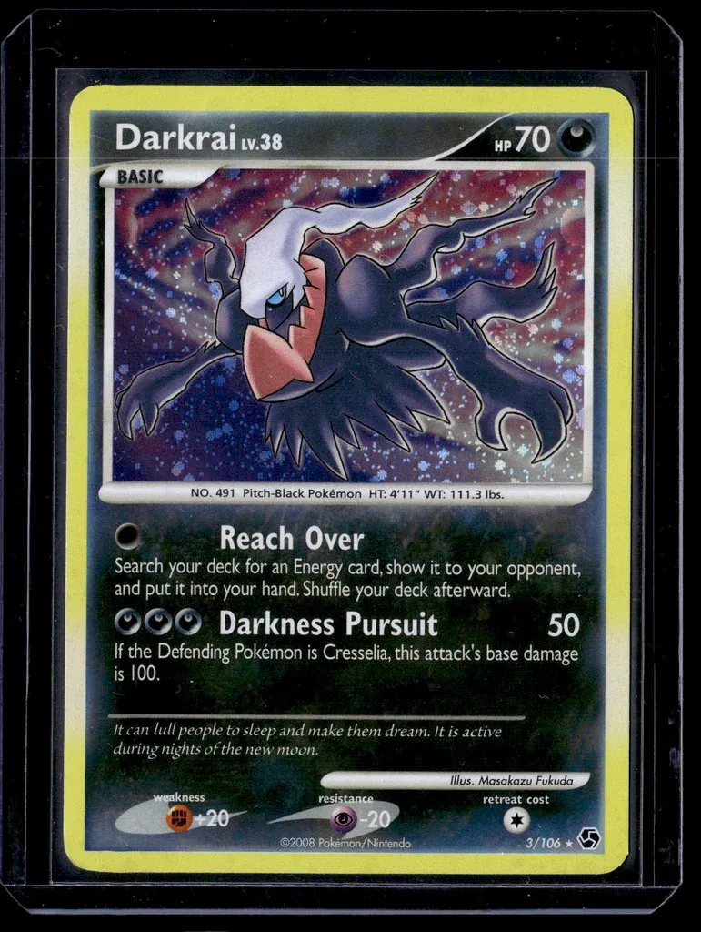 Front of Darkrai #3/106 from Great Encounters, a Rare Holo Pokémon trading card in Near Mint condition.