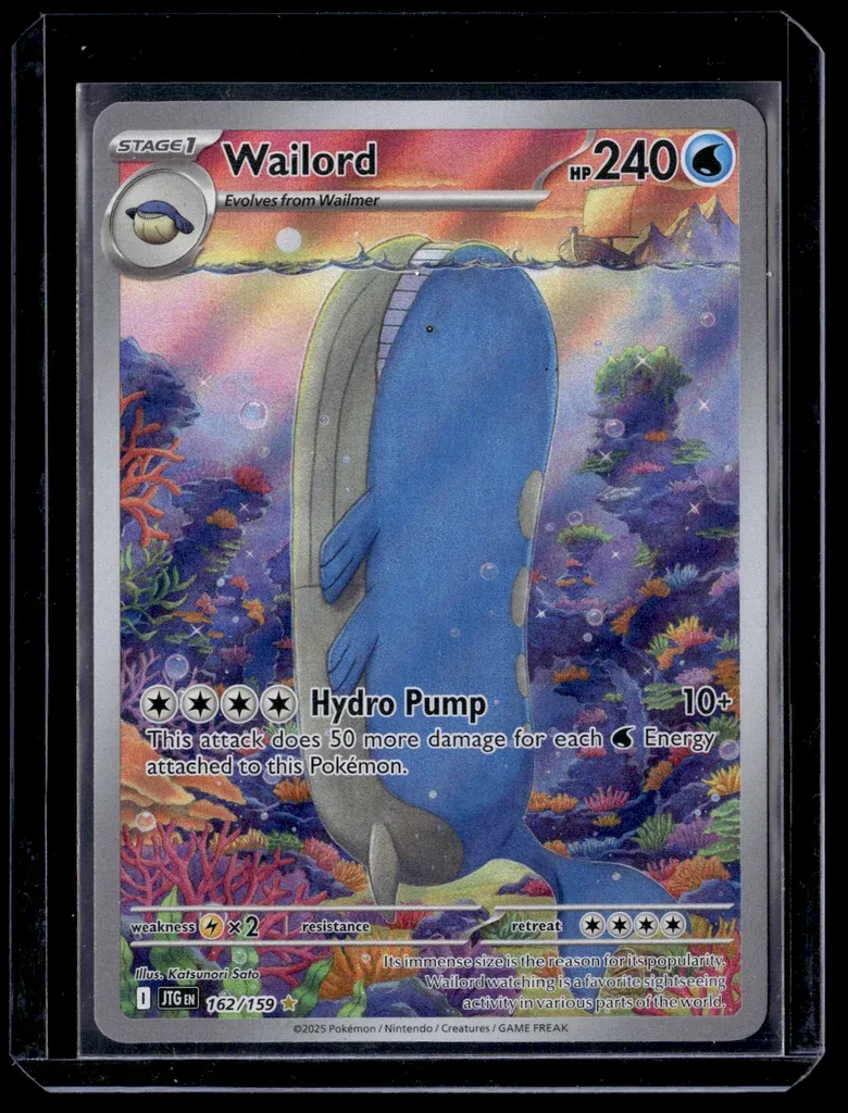 Front of Wailord #162/159 from Journey Together, a Holo Illustration rare Pokémon trading card in Near Mint condition.