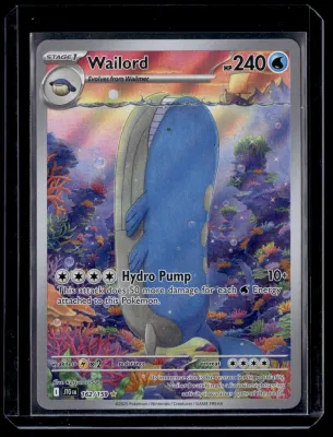 Front of Wailord #162/159 from Journey Together, a Holo Illustration rare Pokémon trading card in Near Mint condition.