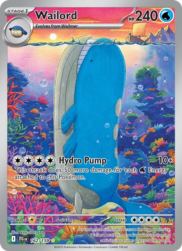 Wailord #162/159 - Journey Together - Illustration rare - Pokémon Trading Card - TCG Single - Near Mint 3