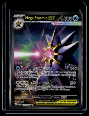 Front of Mega Starmie ex #118/88 from Perfect Order, a Holo Special illustration rare Pokémon trading card in Near Mint condition.
