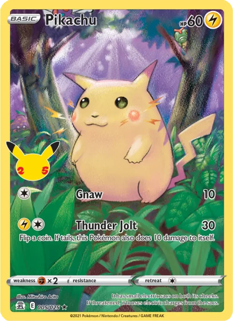 Pikachu #5/25 - Celebrations - Holo Rare - Pokémon Trading Card - TCG Single - Near Mint 3