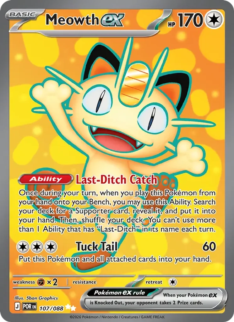 Meowth ex #107/88 - Perfect Order - Ultra Rare - Pokémon Trading Card - TCG Single - Near Mint 3