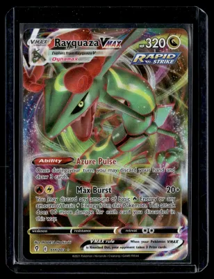 Front of Rayquaza VMAX #111/203 from Evolving Skies, a Holo Rare VMAX Pokémon trading card in Near Mint condition.