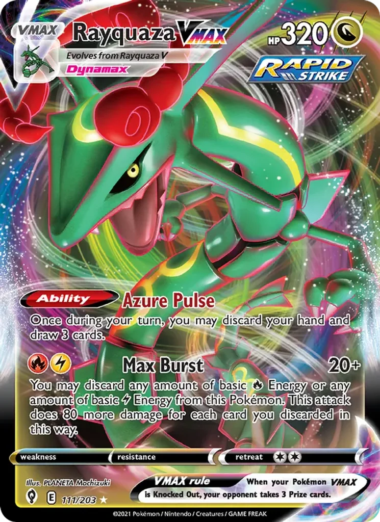 Rayquaza VMAX #111/203 - Evolving Skies - Holo Rare VMAX - Pokémon Trading Card - TCG Single - Near Mint 3