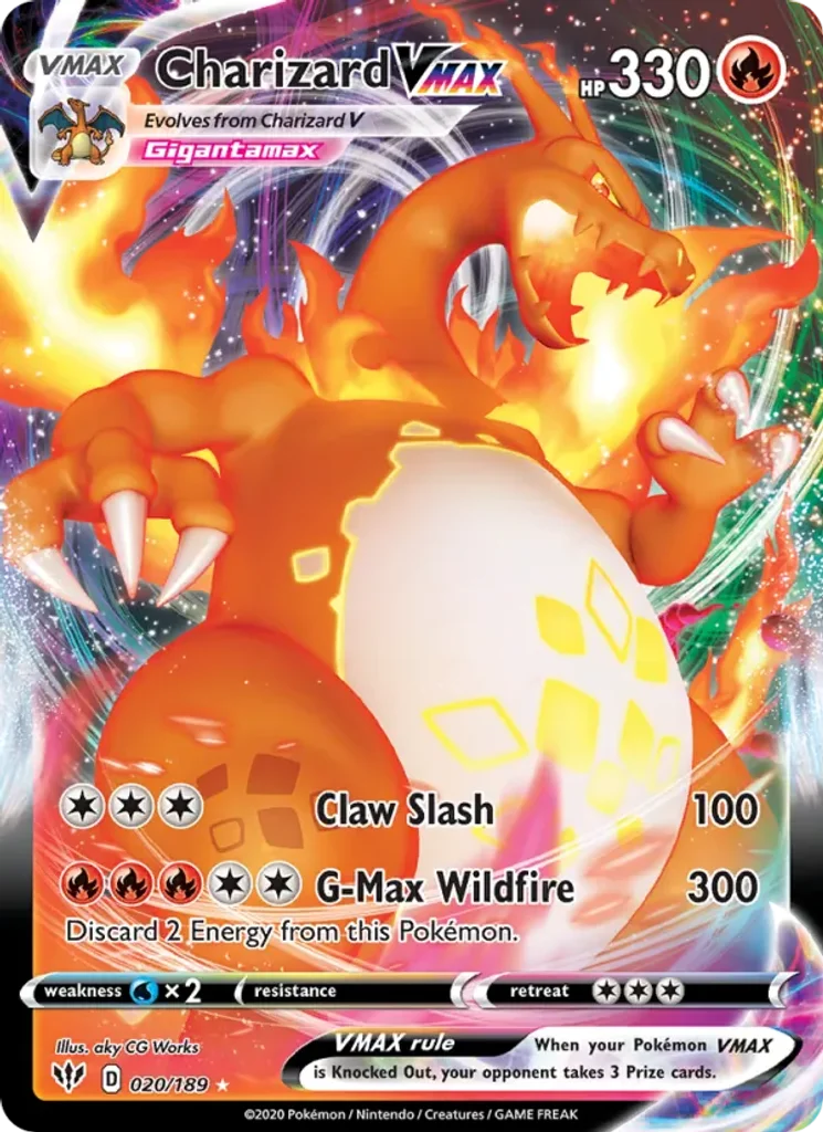 Charizard VMAX #20/189 - Darkness Ablaze - Holo Rare VMAX - Pokémon Trading Card - TCG Single - Near Mint 3