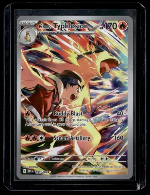 Front of Ethan's Typhlosion #190/182 from Destined Rivals, a Holo Illustration rare Pokémon trading card in Near Mint condition.