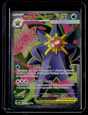 Front of Mega Starmie ex #102/88 from Perfect Order, a Holo Ultra Rare Pokémon trading card in Near Mint condition.