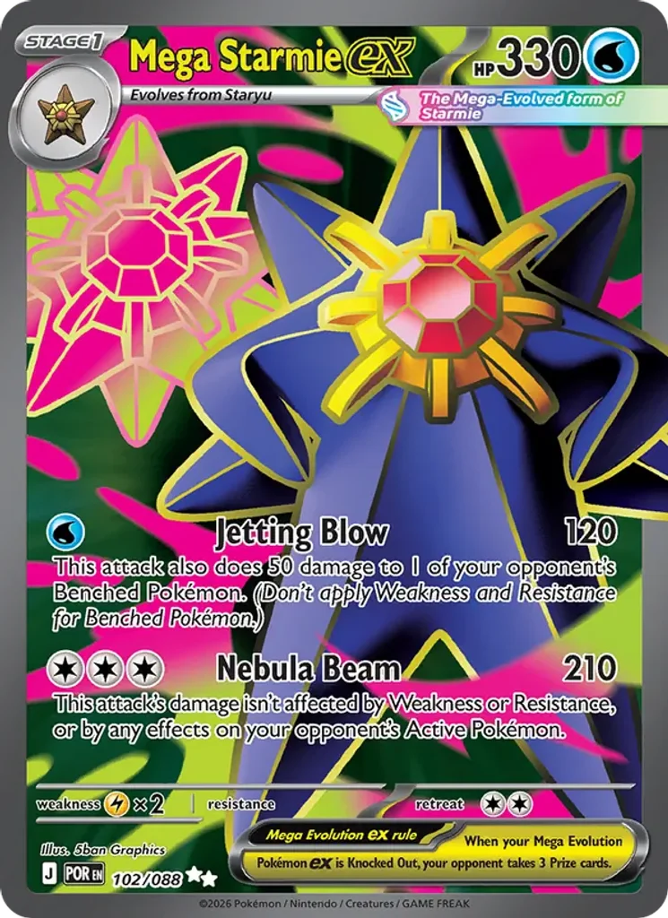 Mega Starmie ex #102/88 - Perfect Order - Ultra Rare - Pokémon Trading Card - TCG Single - Near Mint 3